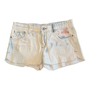 Armani Exchange Acid Wash Denim Cut Off Shorts w/ Studs